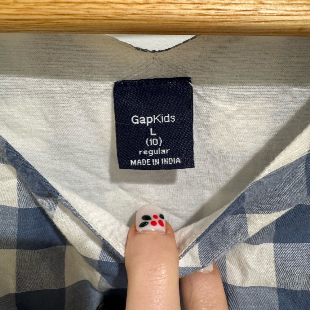 GAP kids Blue Gingham Eyelet trim dress - Picture 5 of 6